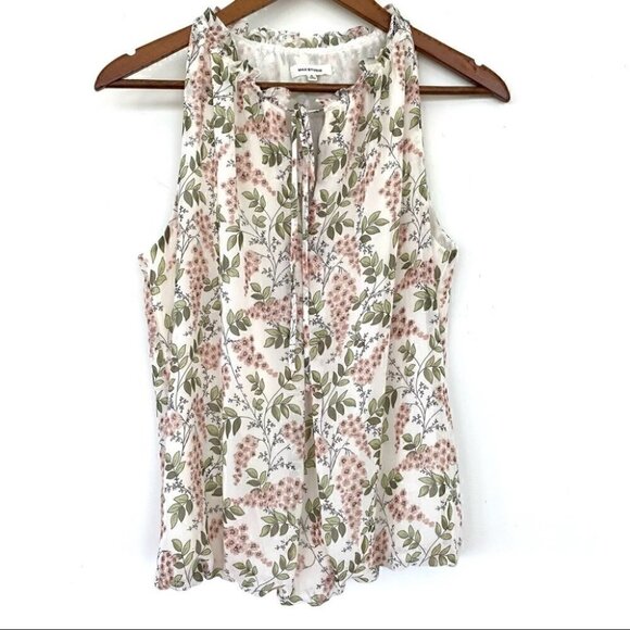 Max  Studio blouson tank top with keyhole opening & centre front tie, loose fit - Picture 1 of 10